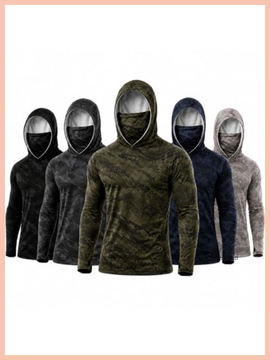 Other - Men's UPF 50+ Sun Shirt Hooded Fishing Hoodie Face Mask 4-Way Stretch 5-Pack